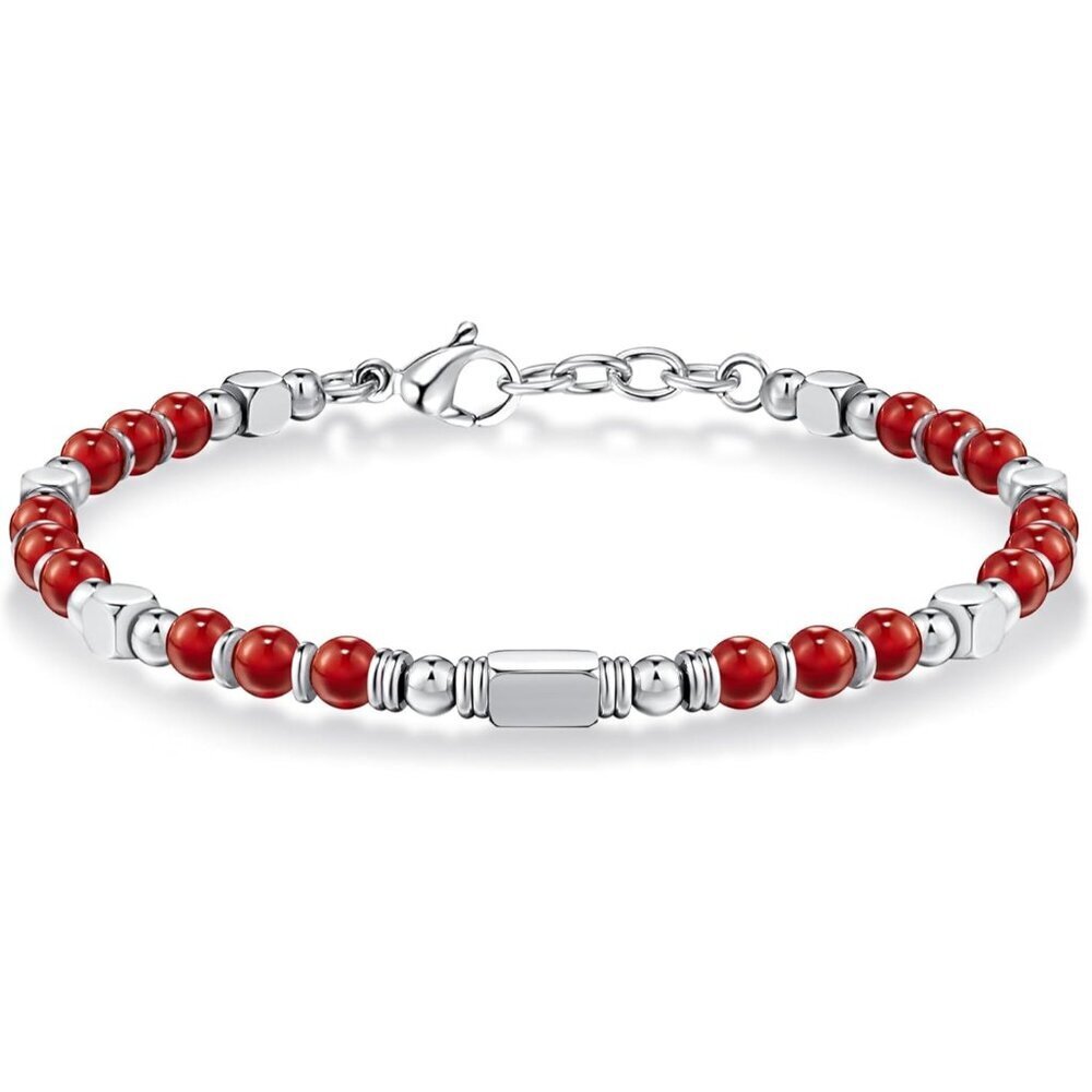Silver & Red Boho Beaded Bracelets for Women Trendy Jewelry Gifts for Lover